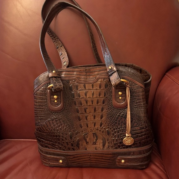 Brahmin Handbags - Brahmin Rich Brown Crocodile-Embossed Shoulder Bag